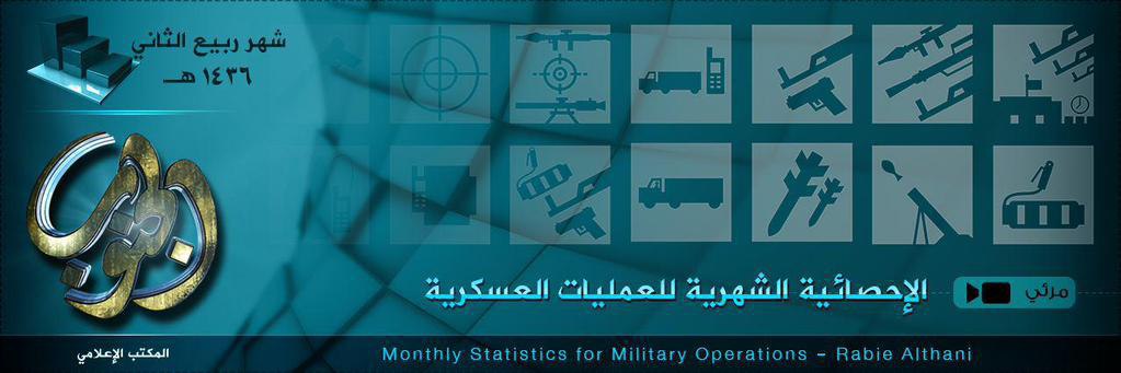 الإحصائية الشهرية للعمليات العسكرية “ربيع الثاني 1436هـ” - وِلاية الجَنُوب