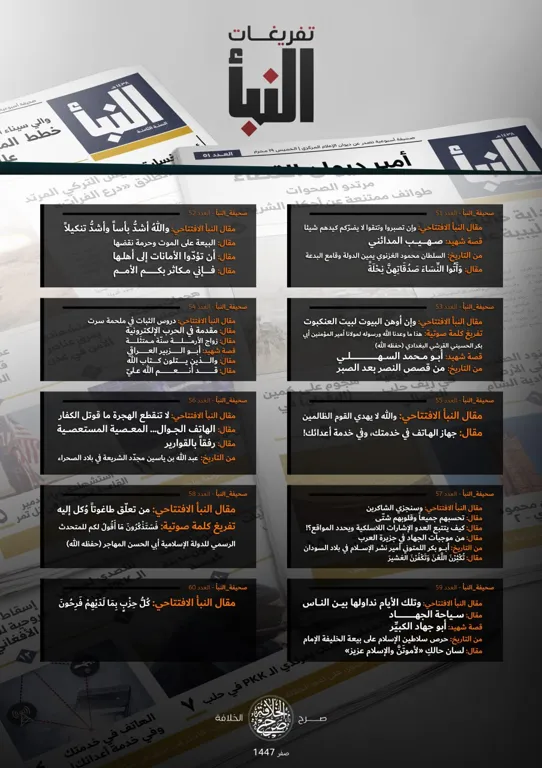 سلسلة تفريغ صحيفة النبأ: الأعداد من 51 إلى 60 – مؤسسة صرح الخلافة
